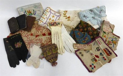 Lot 2128 - Assorted 19th Century and Later Costume Accessories and Embroidery including a 19th century...