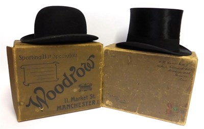 Lot 2132 - Woodrow of Manchester Black Silk Top Hat in original card case, 16.6cm by 21.5cm; and a Lock &...