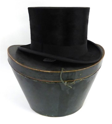 Lot 2135 - Marcel Labat, Brive, Black Silk Top Hat in coloured card shaped hat box inscribed in gold ''M...