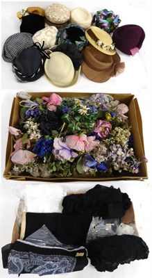 Lot 2148 - Assorted Circa 1930's and Later Hats including a Dachettes designed by Lilly Dache black velvet...