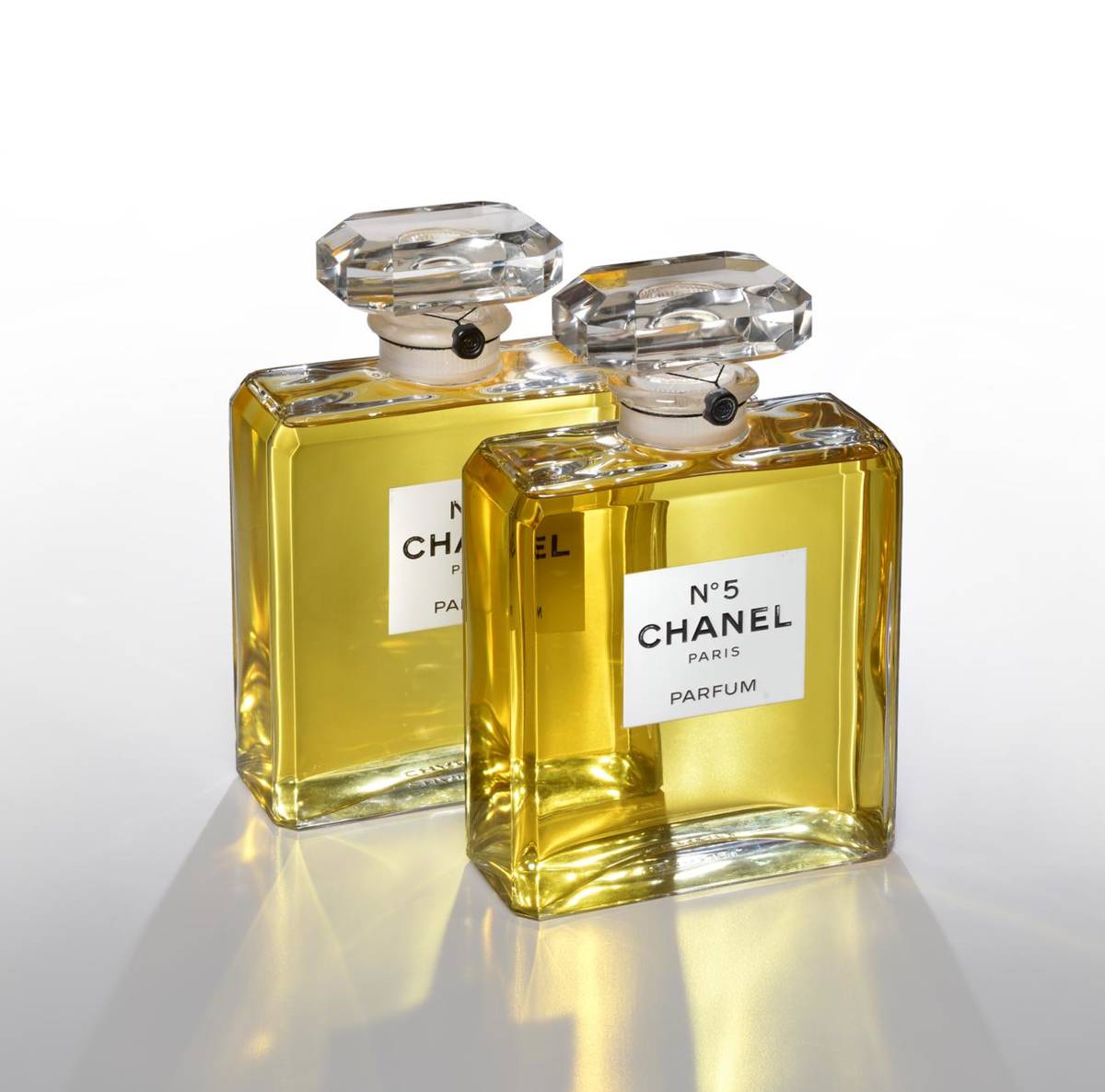 Lot 2167 - Large Chanel No.19 and No.5 Shop Display Scent Bottles and Stoppers, 27cm high (including...