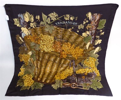 Lot 2174 - Hermes Silk Scarf 'Vendanges' designed by Valerie D Dumoulin on a dark claret ground, 90cm square