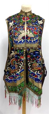 Lot 2189 - Late 19th Century Chinese Waistcoat embroidered in coloured silk and gold threads with dragons,...