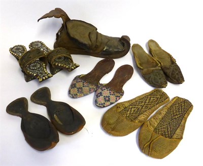 Lot 2190 - Collection of Ottoman Assorted Circa 19th Century and Later Shoes including a pair of mother of...