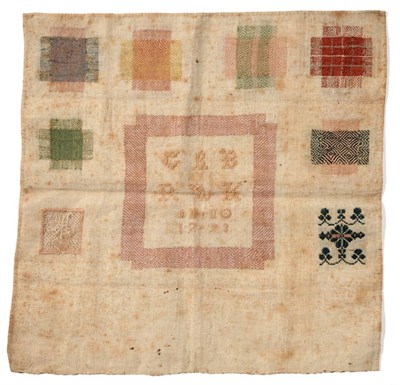 Lot 2197 - Late 18th Century Unfinished Darning Sampler initialled to the centre 'CRB' 'RWK' '1793', using...