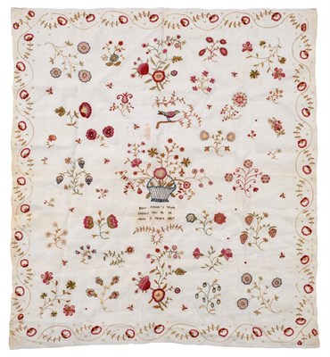 Lot 2198 - Large Decorative Sampler Worked by Mary Robson, Age 11 Years 1827, using coloured silks and...