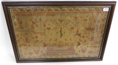 Lot 2206 - Adam and Eve Sampler Worked by Mary Blackborrn Dated 1832, with religious verse to the top,...