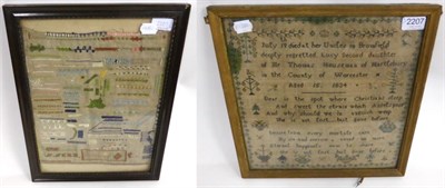 Lot 2207 - 19th Century Memorial Sampler, 'July 19th died at her Uncles in Bromfield deeply regretted....