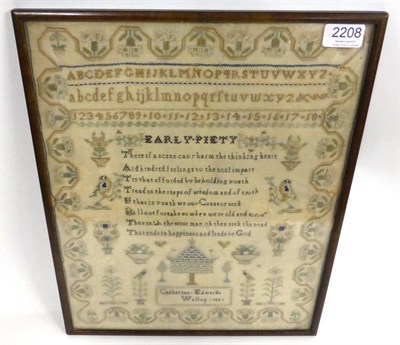 Lot 2208 - Alphabet and Verse Sampler Worked by Catherine Edwards, Wallop 183*, with central verse titled...