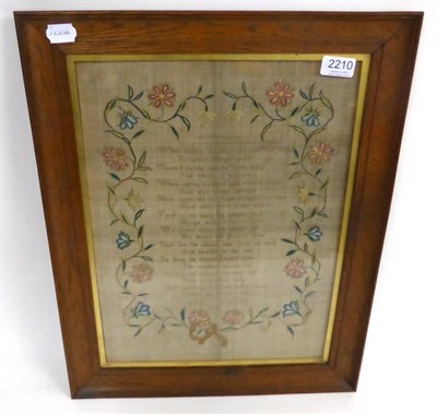 Lot 2210 - 19th Century Embroidery Worked by Ann Yates with verse titled 'On The Seasons', within a...