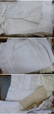 Lot 2026A - Three Boxes of Assorted White Linen and Textiles etc