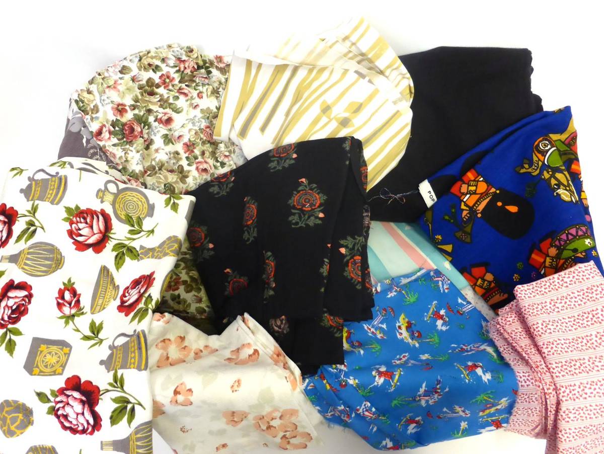 Lot 2009 - Assorted Post 1950s Lengths of Fabrics including nursery fabrics and pair of Mickey Mouse...