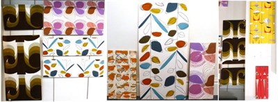 Lot 2012 - Circa 1972 Lucienne Day Petal Pattern Fabric designed for Heals, 47cm by 84cm, another 22cm by...