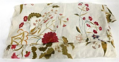 Lot 2030 - Late 18th Century Embroidered Bed Cover, depicting foliate motifs, with central image of a...