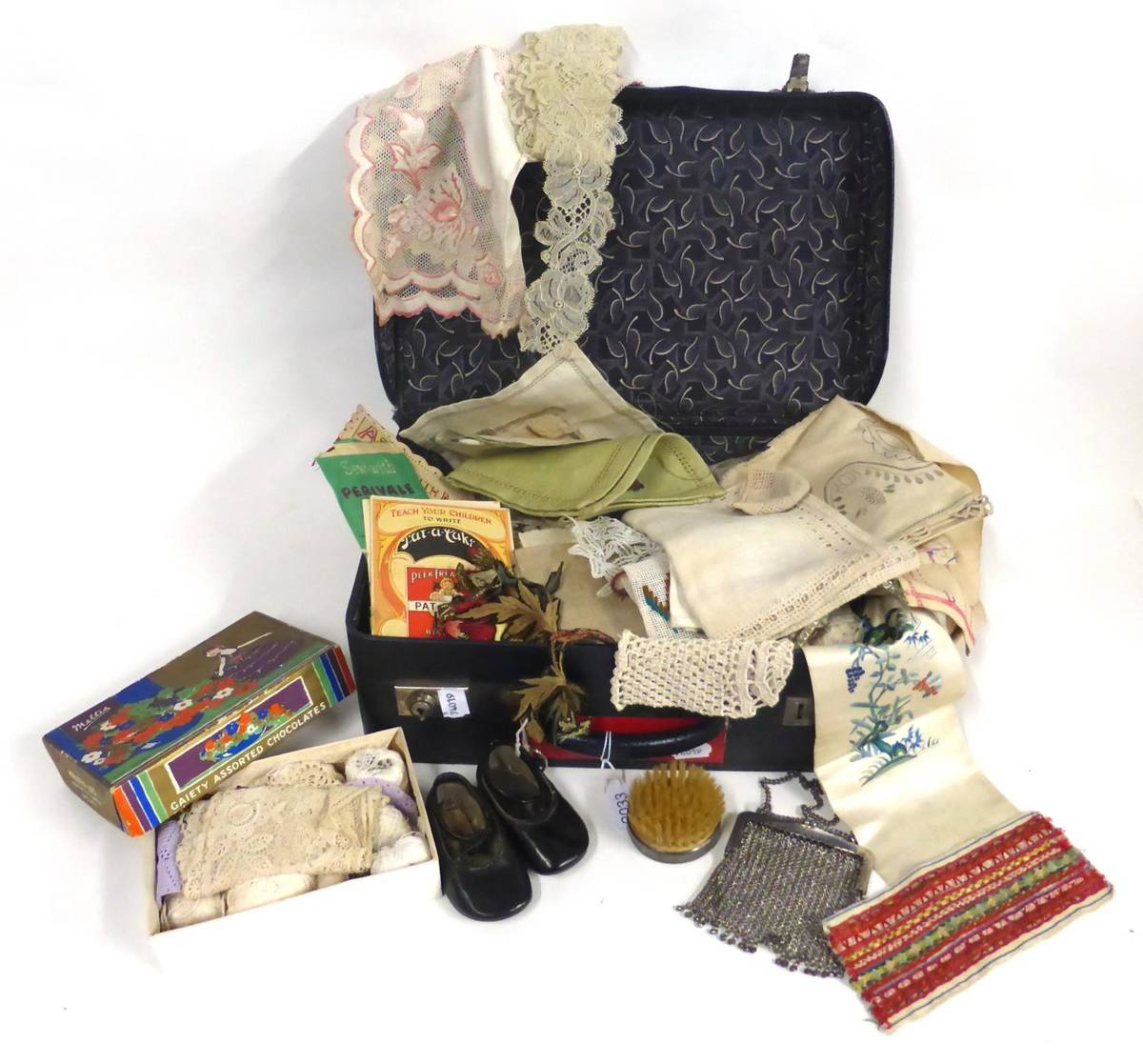 Lot 2033 - Assorted Embroidery and Sewing Accessories, including lace, crochet work, wool work stitching...
