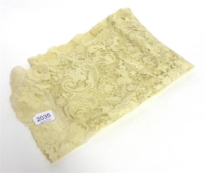 Lot 2035 - Late 19th Century/Early 20th Century Cream Lace Rectangular Stole, of foliate design, 50cm by 265cm