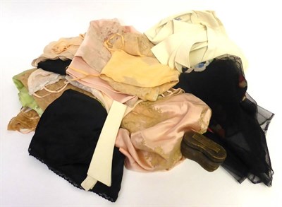Lot 2047 - Assorted Circa 1930s and Later Silk Lingerie in peach and pink silk, some with lace trims;...