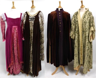 Lot 2054 - * Assorted Theatrical Costume, including a pink velvet and floral satin brocade medieval style open