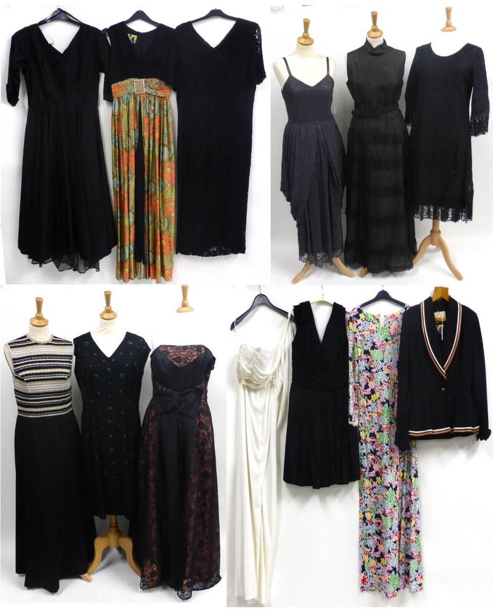 Lot 2066 - * Assorted Mid 20th Century and Later Costume including a Clevaline London black taffeta...
