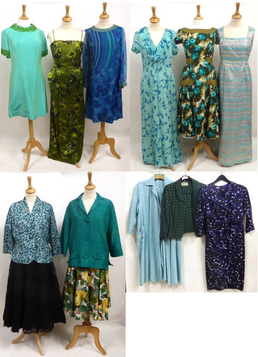 Lot 2068 - * Assorted Mid 20th Century and Later Evening Dresses and Costume, including a Slic-Wear green shot
