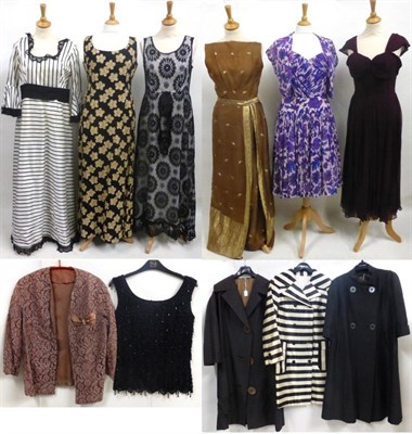 Lot 2069 - * Assorted Mid 20th Century and Later Evening and Day Dresses, including a black and white...