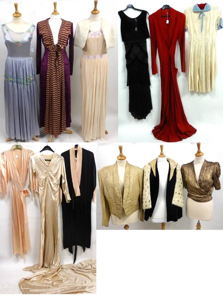 Lot 2070 - * Assorted Circa 1920s and Later Costume, including a pale mauve full length sleeveless silk dress