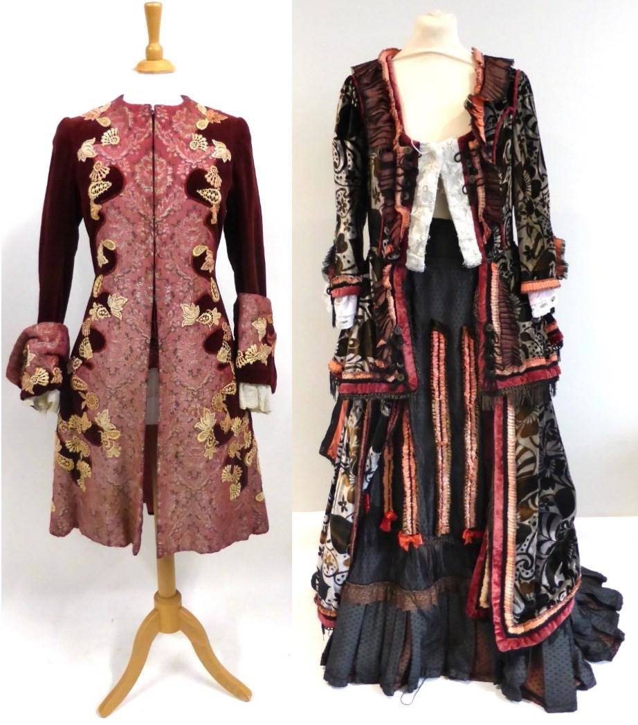 Lot 2077 - * 18th Century Style Lady's Open Robe, with black and silver velvet patterned bodice, three quarter