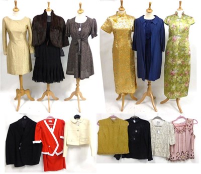 Lot 2088 - Assorted Circa 1960s and Later Evening Costume, including a brown and silvered lurex mini dress...