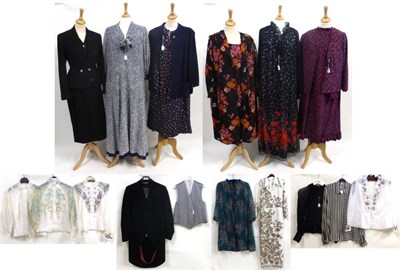 Lot 2091 - Assorted Circa 1970s and Later Costume including a Pique London navy and red silk patterned...