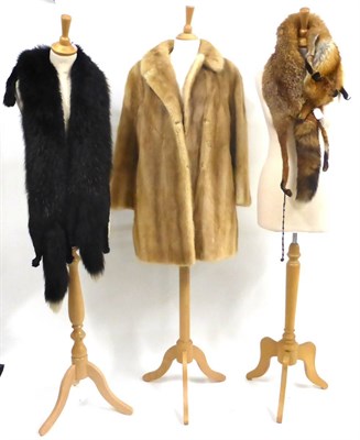 Lot 2099 - Pastel Mink Fur Jacket; Red Fox Fur Stole and a double Black Fox Fur Stole (3)