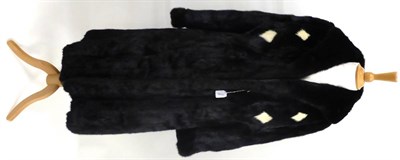 Lot 2101 - Dark Long Mink Fur Coat; similar Dark Mink Scarf with white mink diamond insertion (2)