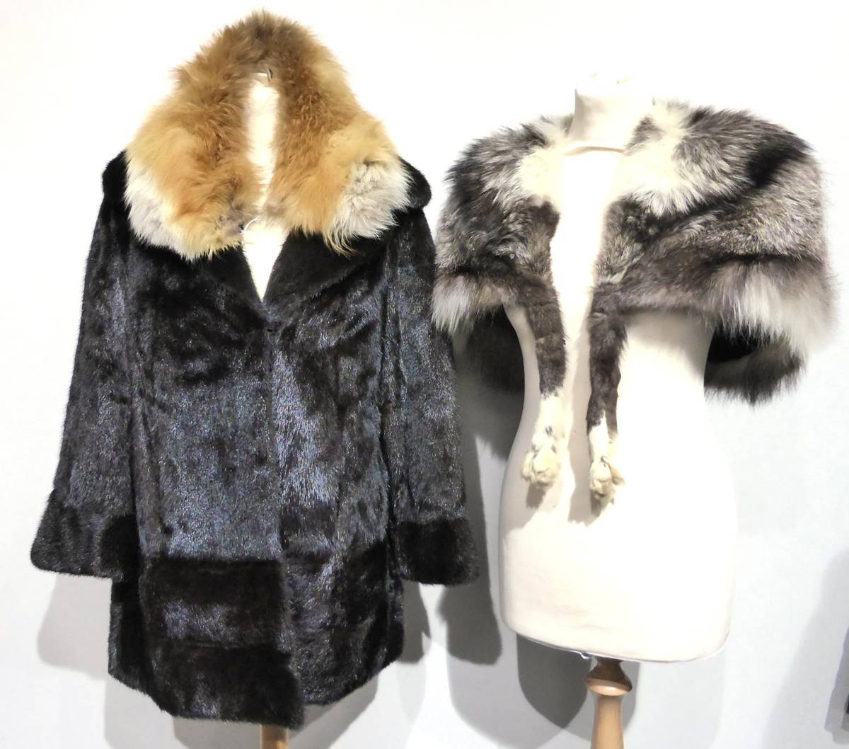 Lot 2116 - Dark Brown Mink Jacket with side pockets and fully lined with embroidered detailing; Silver Fox Fur