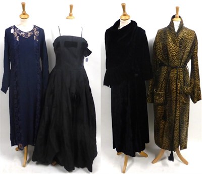 Lot 2118 - Assorted Circa 1930s and Later Evening Wear, including a Susan Small black silk taffeta evening...