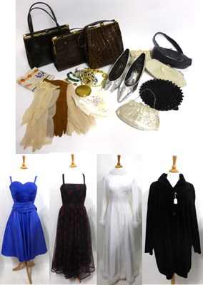 Lot 2120 - Assorted 20th Century Costume and Accessories, including a circa 1970s wedding dress, of a-line...