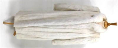 Lot 2128 - Saga Mink White Mink and White Fox Fur Trimmed Full Length Coat, labelled size 10, with a Ross...