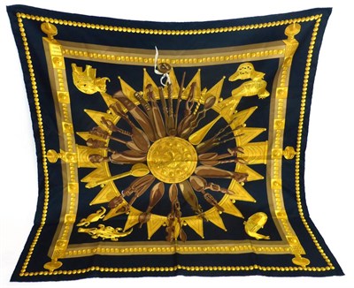 Lot 2161 - Hermes Silk Scarf Cuillers D'Afrique, designed by Cathy Latham within a black border, 90cm square