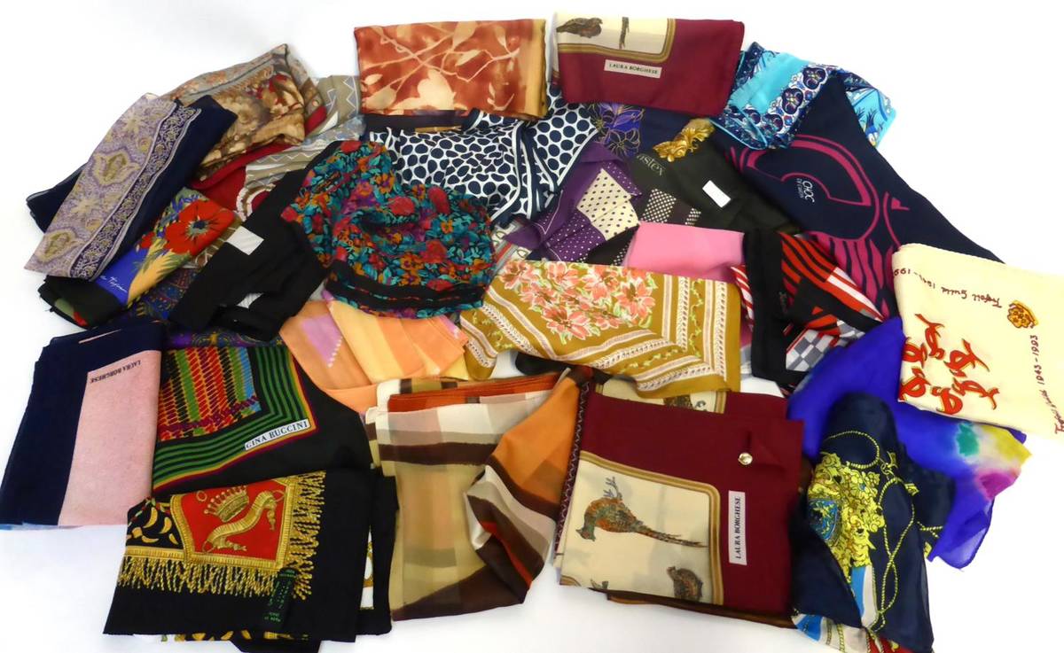Lot 2162 - Assorted Modern Silk and Other Scarves including Jacqmar, Cornelia James, Laura Borghese, Bursa...
