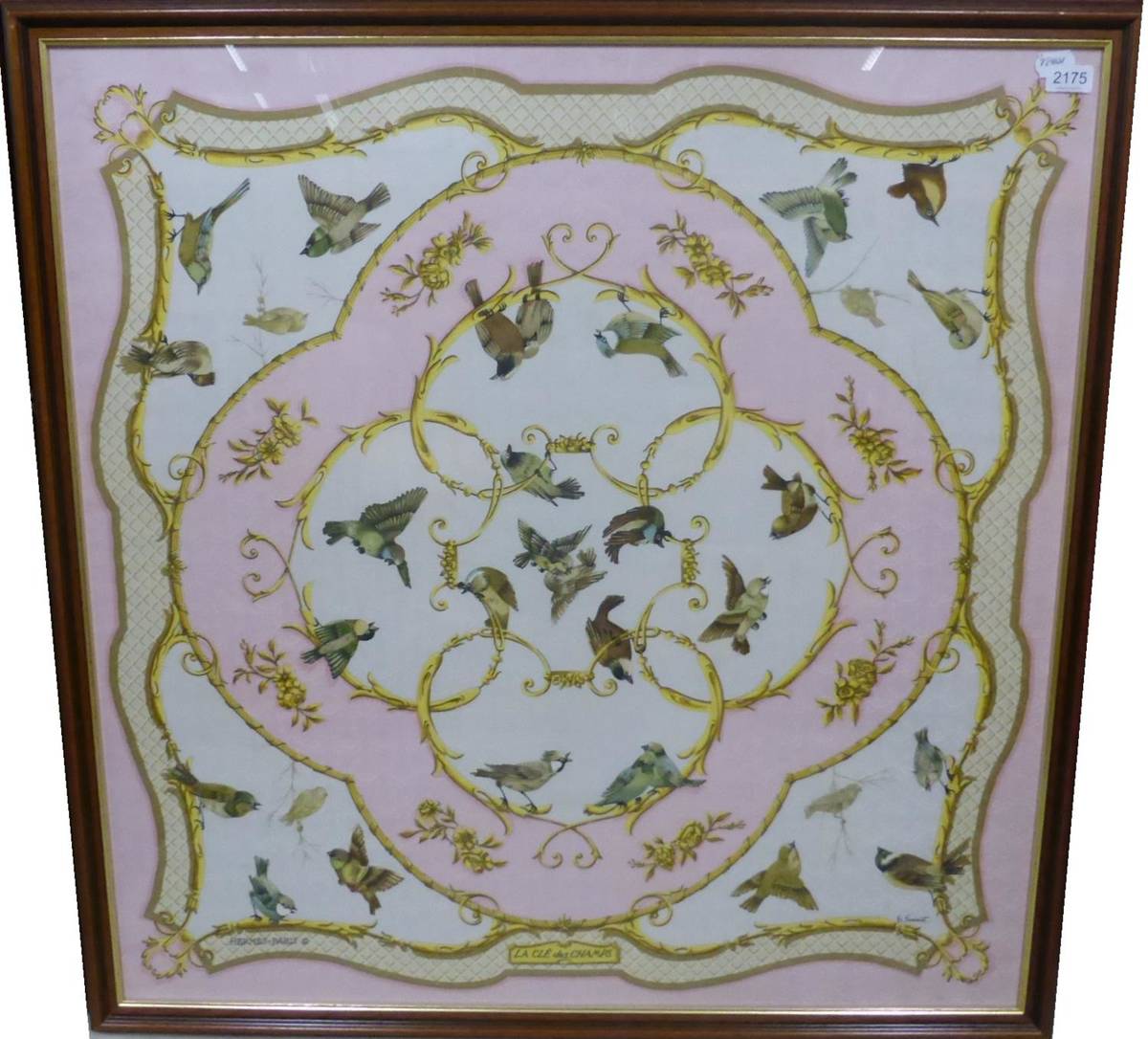 Lot 2175 - Hermes Silk Scarf, La Cle des Champs by Francoise Faconnet, within a pale pink border, 90cm...