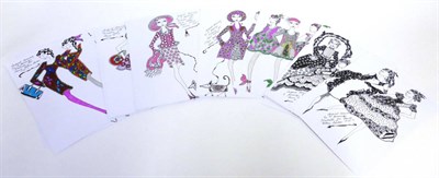 Lot 2184 - Thirty Original Illustrations on Fashion by R. Jennings, an illustrator for Laura Ashley in the...