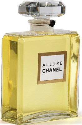 Lot 2187 - Large Glass Shop Counter Advertising Display Bottle of Chanel Allure Perfume, 18cm by 26cm by 7.5cm