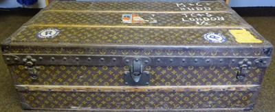 Lot 2192 - Early 20th Century Louis Vuitton Cabin Trunk, with stamped LV monogrammed brown canvas, LV...