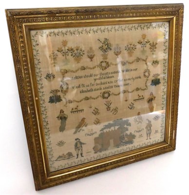 Lot 2202 - Gilt Framed Memorial Sampler Worked by Elisabeth Steele, Aged 10 Years 1841, worked in cross stitch