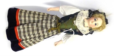 Lot 2005 - Possibly F Gaultier French Fashion Doll, with bisque head and shoulders, fixed blue eyes,...