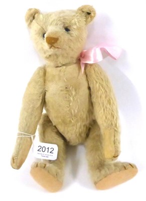 Lot 2012 - Early 20th Century White Mohair Steiff Teddy Bear, with jointed body, humped back, brown...