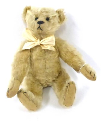 Lot 2013 - Early 20th Century Pale Yellow/White Mohair Steiff Teddy Bear, with jointed body, humped back,...