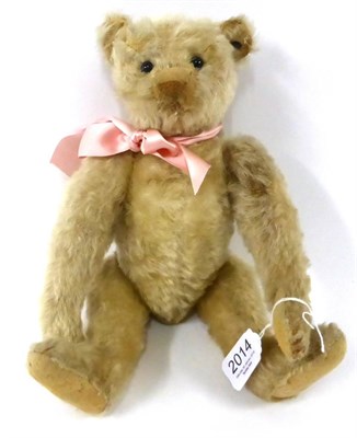 Lot 2014 - Circa 1905 White Mohair Steiff Teddy Bear, with jointed body, humped back, brown stitched nose,...