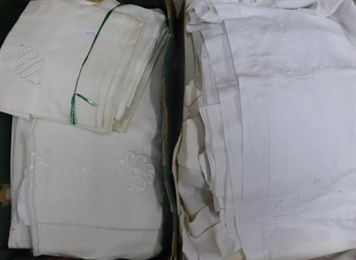 Lot 2015 - Assorted White and Cream Linen and Cotton Bed Linen, including sheets and square pillow cases...