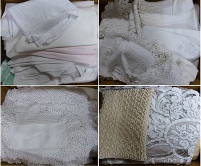 Lot 2021 - Assorted White Linen and Textiles, including bed linen, table linen, silk and other scarves, pyjama