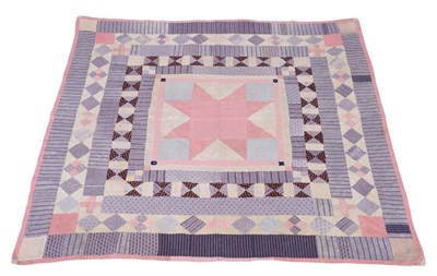 Lot 2024 - Late 19th Century Reversible Patchwork Cover, with central large eight point star, surrounded...