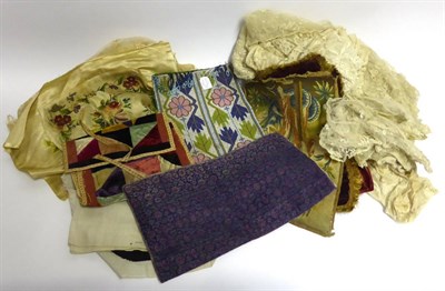 Lot 2034 - Assorted Lace Flounces, Trims including a floral decorated flounce with swags and bows, approx...